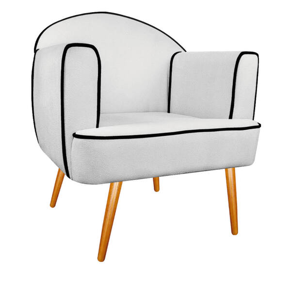 Poltrona Athena Pés Palito Suede  - Amarena Móveis - Branco