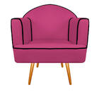 Poltrona Athena Pés Palito Suede  - Amarena Móveis - Pink
