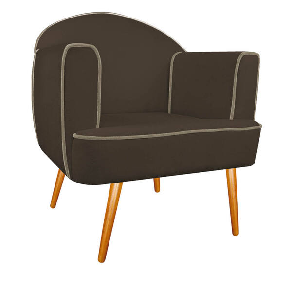 Poltrona Athena Pés Palito Suede  - Doce Sonho Móveis - Marrom