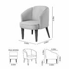 Poltrona Atina Fixa 62 Pés De Madeira Bege Claro Com Canela