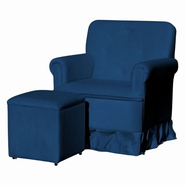 Poltrona Balanço De Amamentação Quarto Com Puff Emilia Suede