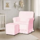 Poltrona Balanço De Amamentação Quarto Com Puff Olivia Suede