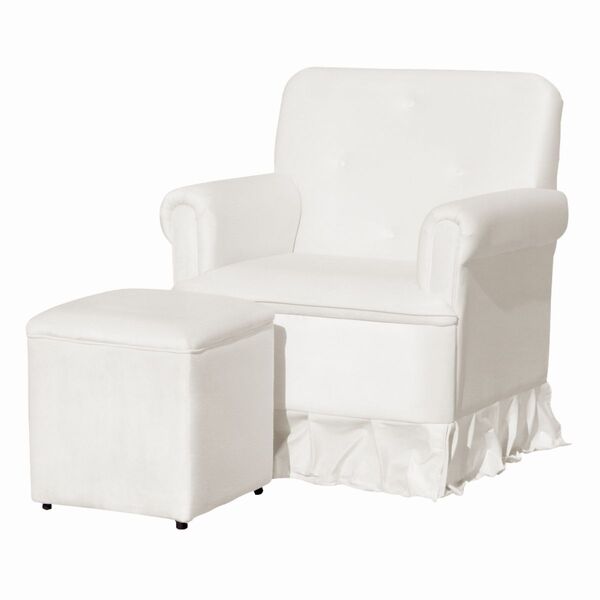 Poltrona Balanço De Amamentação Quarto Com Puff Olivia Suede