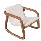 Poltrona Balanço Verona Com Braço Madeira Tecido Linho Claro