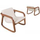 Poltrona Balanço Verona Com Braço Madeira Tecido Linho Claro