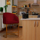 Poltrona Banqueta Decorativa Estofada Mia Base Metal Bronze V