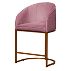 Poltrona Banqueta Decorativa Estofada Mia Base Metal Bronze V