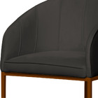 Poltrona Banqueta Decorativa Estofada Mia Base Metal Bronze V