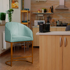 Poltrona Banqueta Decorativa Estofada Mia Base Metal Bronze V