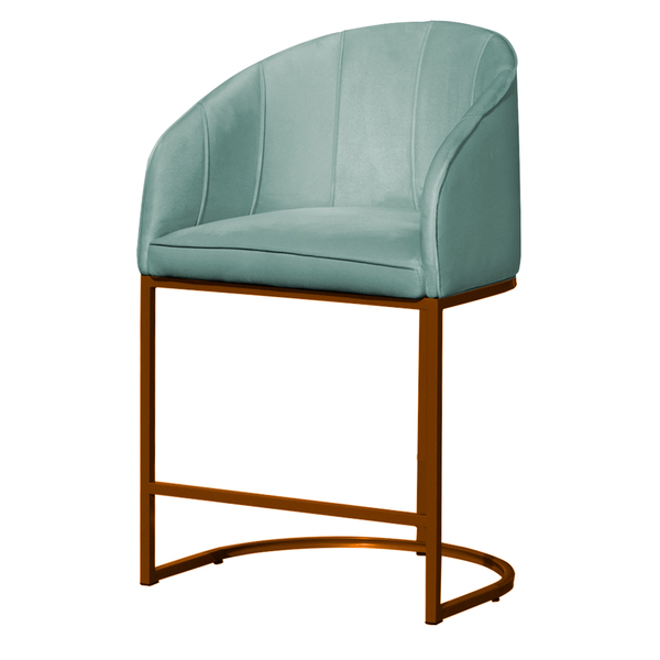 Poltrona Banqueta Decorativa Estofada Mia Base Metal Bronze V