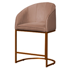 Poltrona Banqueta Decorativa Estofada Mia Base Metal Bronze V