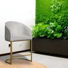 Poltrona Banqueta Decorativa Estofada Mia Veludo Base Metal D