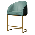 Poltrona Banqueta Decorativa Estofada Mia Veludo Base Metal D