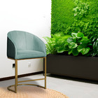 Poltrona Banqueta Decorativa Estofada Mia Veludo Base Metal D