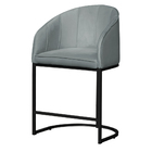 Poltrona Banqueta Decorativa Luxo Mia Base Metal Preta Veludo