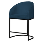 Poltrona Banqueta Decorativa Luxo Mia Suede Base Metal Preta