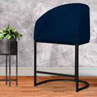 Poltrona Banqueta Decorativa Luxo Mia Suede Base Metal Preta