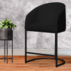 Poltrona Banqueta Decorativa Luxo Mia Suede Base Metal Preta