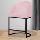 Poltrona Banqueta Decorativa Luxo Mia Suede Base Metal Preta