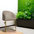 Poltrona Banqueta Decorativa Mia Suede Base Metal Dourada - E