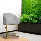 Poltrona Banqueta Decorativa Mia Suede Base Metal Dourada - E