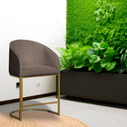 Poltrona Banqueta Decorativa Mia Suede Base Metal Dourada - E