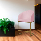 Poltrona Banqueta Decorativa Mia Suede Base Metal Dourada - E