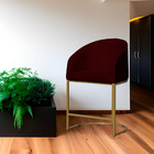 Poltrona Banqueta Decorativa Mia Suede Base Metal Dourada - E