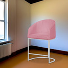 Poltrona Banqueta Mia Decorativa Suede Base Metal Branco - Es