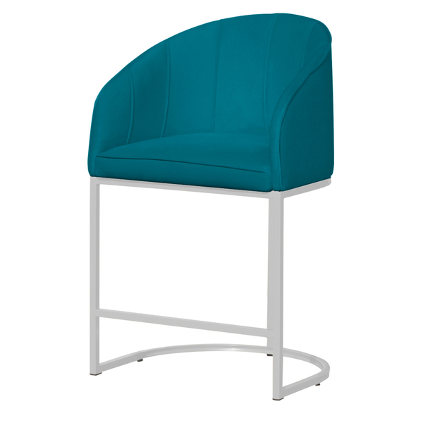 Poltrona Banqueta Mia Decorativa Suede Base Metal Branco - Es