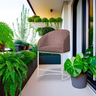 Poltrona Banqueta Veludo Mia Base Metal Branco - Estopar - Ve