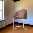 Poltrona Banqueta Veludo Mia Base Metal Branco - Estopar - Ve