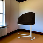 Poltrona Banqueta Veludo Mia Base Metal Branco - Estopar - Ve