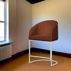 Poltrona Banqueta Veludo Mia Base Metal Branco - Estopar - Ve