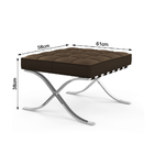 Poltrona Barcelona Com Puff Couro Ecológico Cromada Marrom