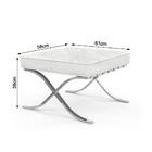 Poltrona Barcelona Couro Natural Com Puff Cromada Branco