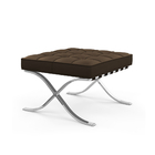 Poltrona Barcelona Couro Natural Com Puff Cromada Marrom