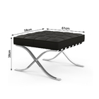 Poltrona Barcelona Couro Natural Com Puff Inox Preto