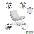 Poltrona Barcelona Cromada Sintético Branco