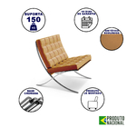 Poltrona Barcelona Cromada Sintético Caramelo