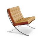 Poltrona Barcelona Cromada Sintético Caramelo