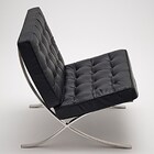 Poltrona Barcelona Decorativa Inox Couro Natural Preto