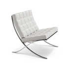 Poltrona Barcelona Inox Couro Legítimo Branco