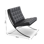 Poltrona Barcelona Inox Couro Legítimo Preto