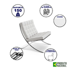 Poltrona Barcelona Inox Couro Natural Branco