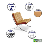 Poltrona Barcelona Inox Couro Natural Caramelo