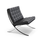 Poltrona Barcelona Inox Couro Sintético Preto