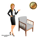 Poltrona Barcelona Linho Com Corda Náutica Champagne Base Fix