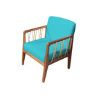 Poltrona Barcelona Suede Azul Tiffany Com Corda Náutica Champ