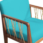 Poltrona Barcelona Suede Azul Tiffany Com Corda Náutica Champ